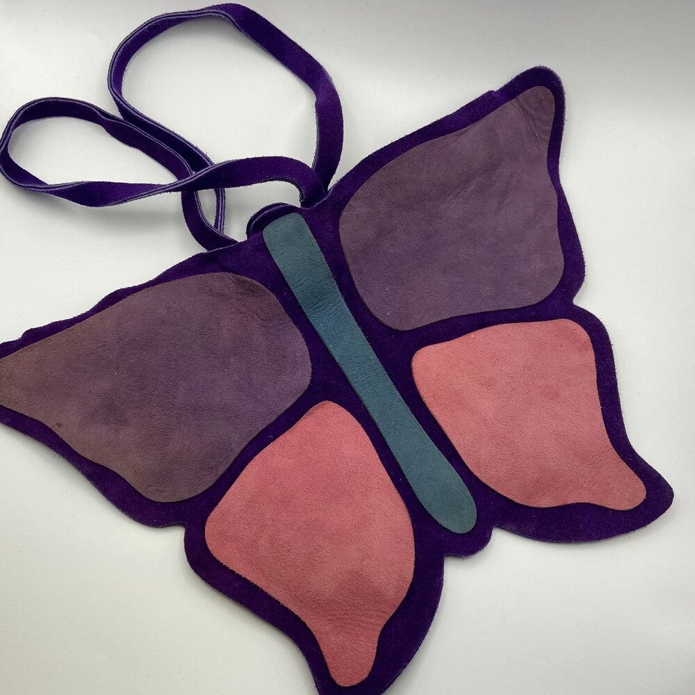 Vintage All Suede Leather Butterfly Purse Mark Cross England Brand 50's to 70's